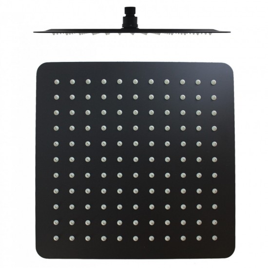 250mm 10 inch Stainless steel Super-slim Square Nero Black Rainfall Shower Head 